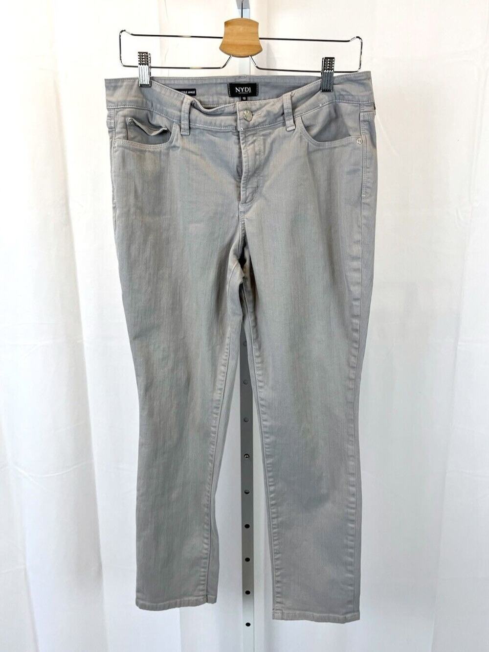 NYDJ Sz 10 Alina Convertible Ankle Jeans 5 Pocket Skinny Stretch Moonstone Gray